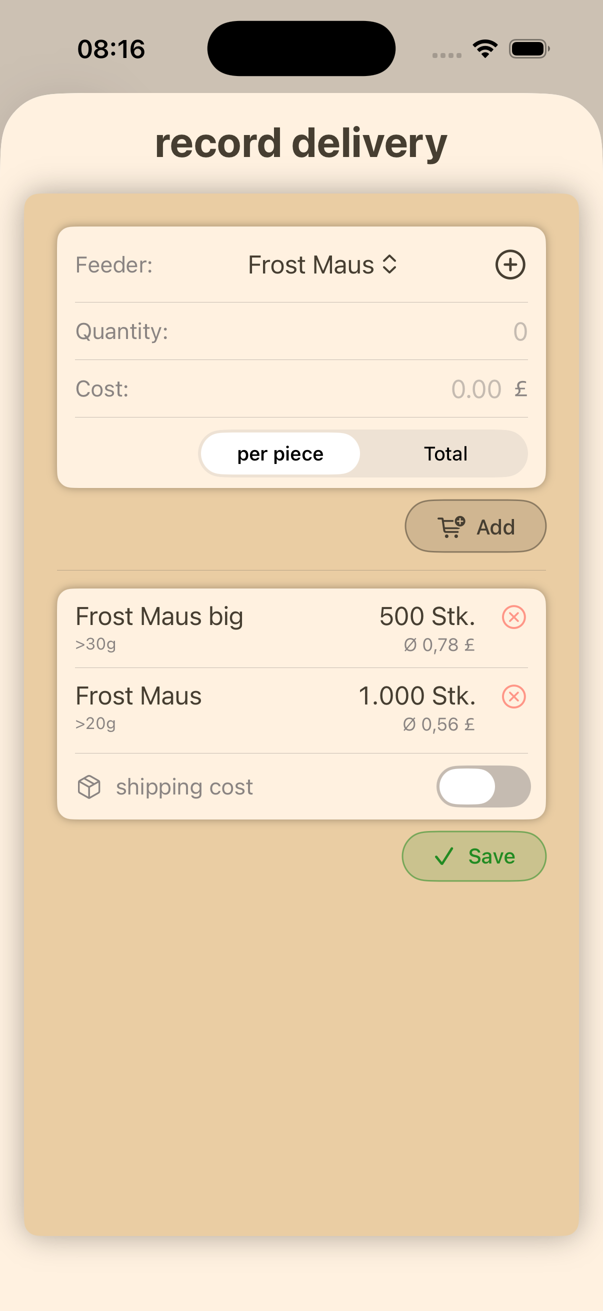 Feeder costs